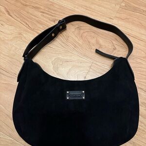 Black Suede Hobo Shoulder Bag -BearPaw